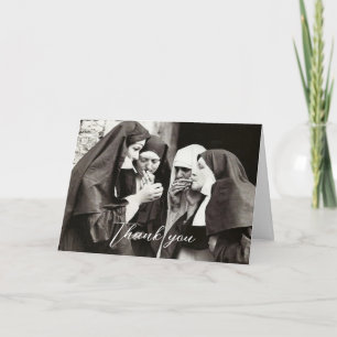 Nonnen rauchen Vintage-Fotografie Dankeskarte