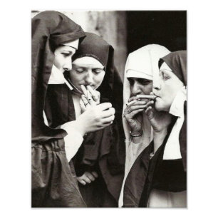 Nonnen rauchen Vintage-Fotografie Fotodruck