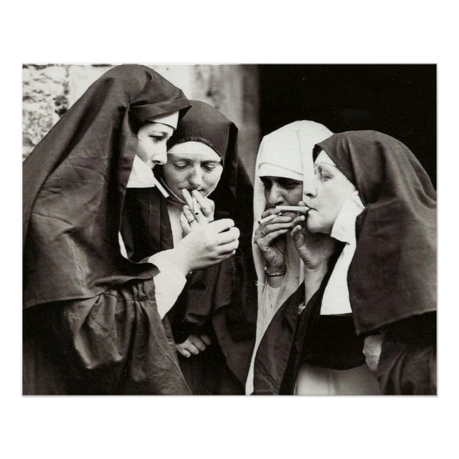 Nonnen Rauchen Vintage Fotografie Poster (Vorderseite)