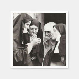 Nonnen Rauchen Vintage Fotografie Serviette