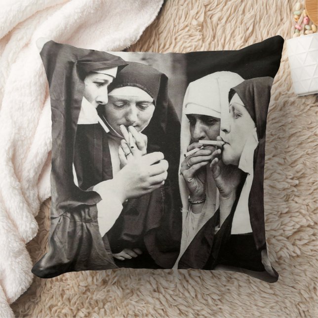 Nonnen Rauchen Vintages Foto Kissen (Decke)