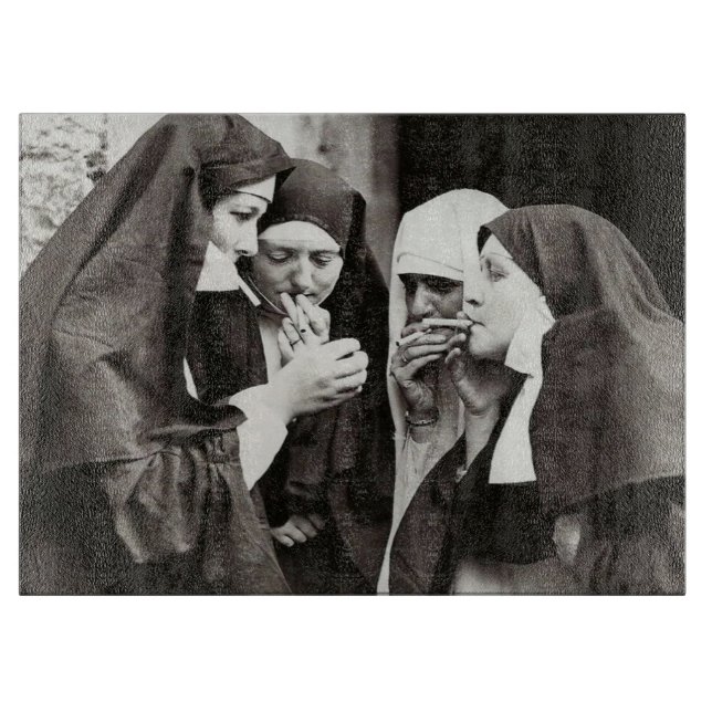Nonnen Rauchen Vintages Foto Schneidebrett (Vorderseite)
