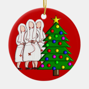 Nonnen-Weihnachtsverzierung Keramik Ornament