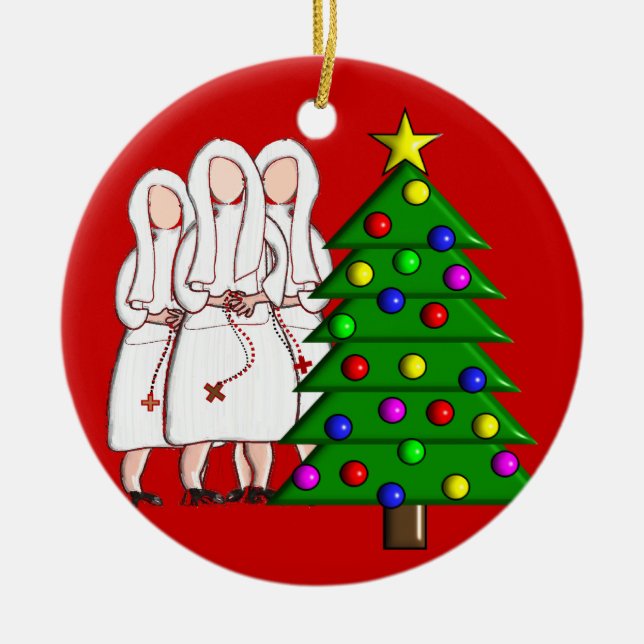 Nonnen-Weihnachtsverzierung Keramik Ornament (Vorne)