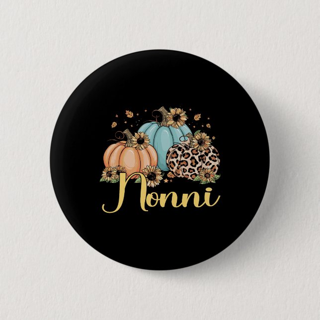 Nonni Leopard Pumpkin Women Erntedank Fall Button (Vorderseite)