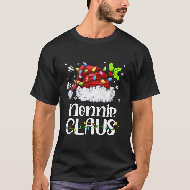 Nonnie Claus Santa Hat Christmas Light Xmas T-Shirt (Vorderseite)