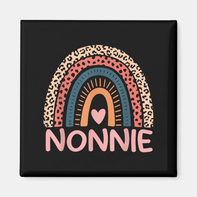 Nonnie Regenbogen Leopard Muttertag  Magnet (Vorne)