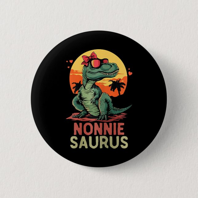 Nonniesaurus Dino Dinosaur Nonnie-saurus T-rex Spa Button (Vorderseite)