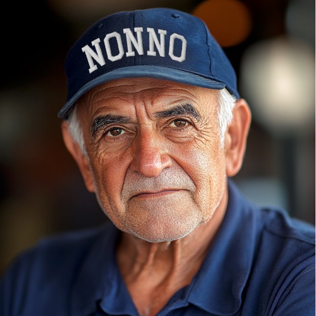 Nonno Athletic Arch Bestickte Baseballkappe (Nonno athletic arched embroidered text on navy baseball cap for Italian grandfather gift)