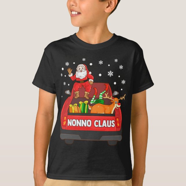 Nonno Claus Red Truck Santa Reindeer Elf Weihnacht T-Shirt (Vorderseite)