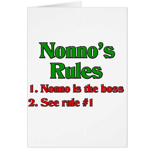 Nonnos (italienischen Großvaters) Regeln (Vorne)
