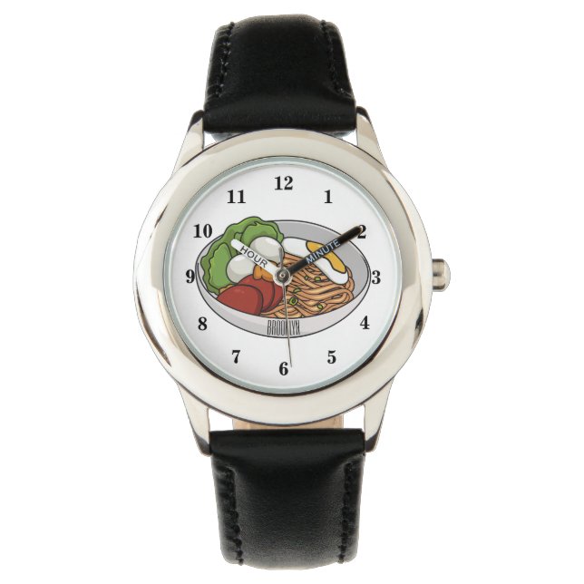 Noodle-Cartoon-Abbildung Armbanduhr (Vorderseite)
