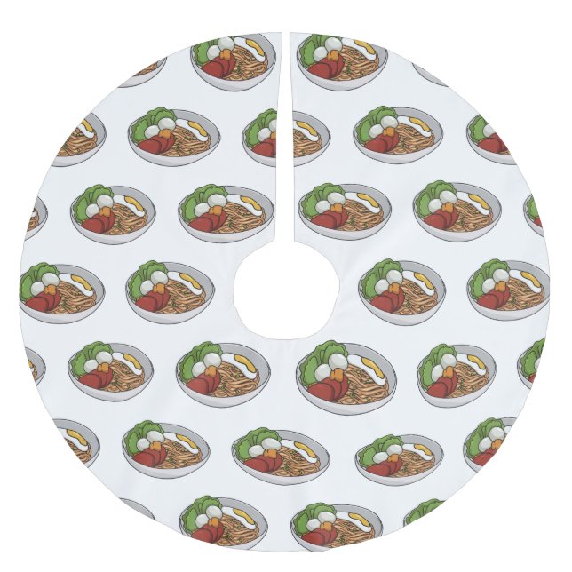 Noodle-Cartoon-Abbildung Polyester Weihnachtsbaumdecke (Vorderseite)