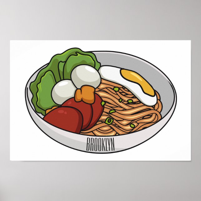 Noodle-Cartoon-Abbildung Poster (Vorne)