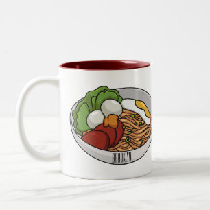 Noodle-Cartoon-Abbildung Zweifarbige Tasse