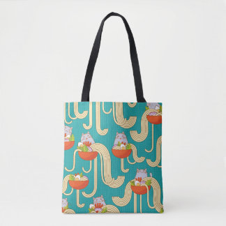 Noodles Funny Cats Türkis Hintergrund Tasche