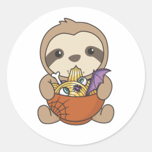 Noodles Japanese Noodles Halloween Sloth Ramen Runder Aufkleber