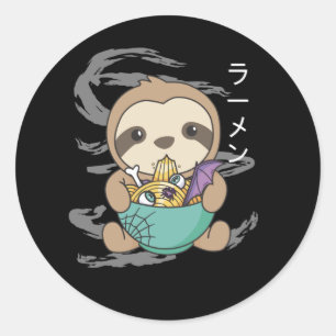 Noodles Japanese Noodles Halloween Sloth Ramen Runder Aufkleber