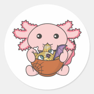 Noodles Japanisch Noodles Halloween Axolotl Ramen Runder Aufkleber