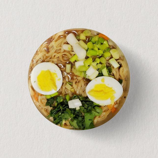 Noodles, Ramen Funny Soup Foto Button (Vorderseite)