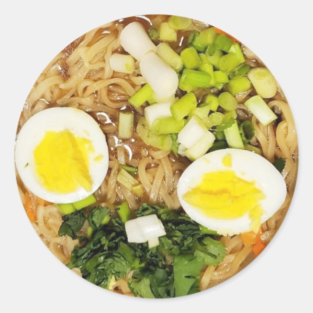 Noodles, Ramen Funny Soup Foto Runder Aufkleber (Vorderseite)