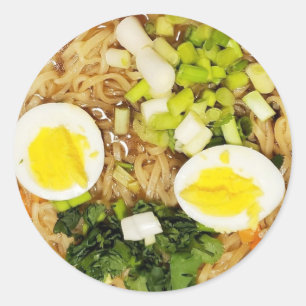 Noodles, Ramen Funny Soup Foto Runder Aufkleber