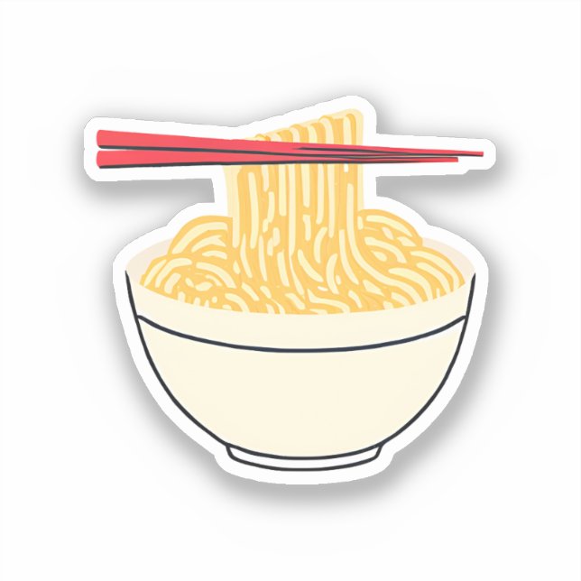 Noodles und Chopsticks Aufkleber (Vorderseite)