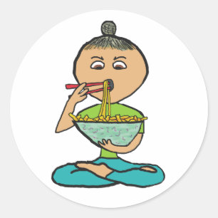 Noodles und Chopsticks Runder Aufkleber