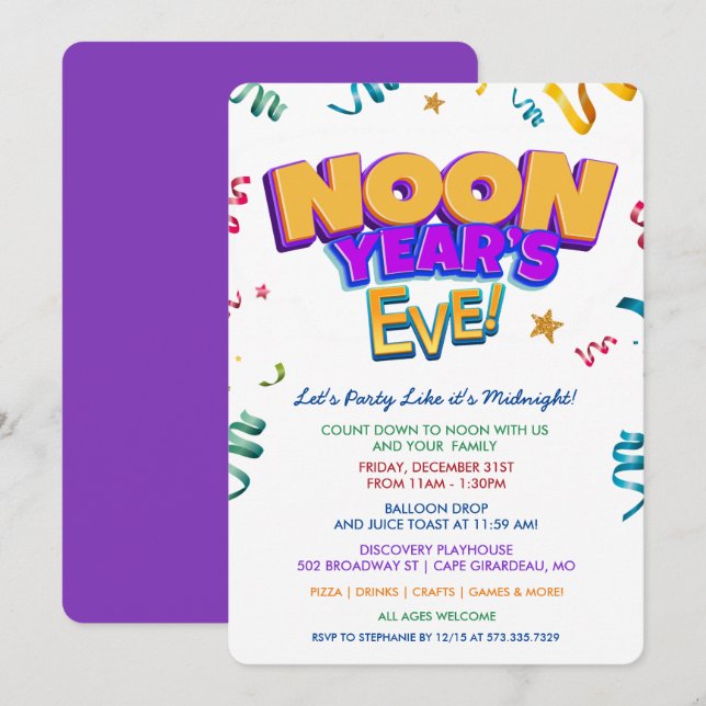 Noon Year's Eve Party Einladung (Vorne/Hinten)