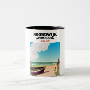 Noordwijk Niederlande Reiseplakat Zweifarbige Tasse