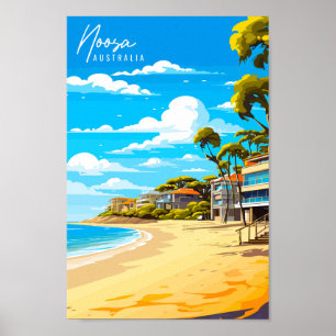 Noosa Australia Vintage Illustration Poster