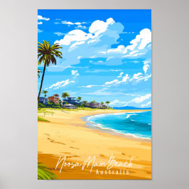 Noosa Main Beach Australien Jahrgang Reise Ort Poster