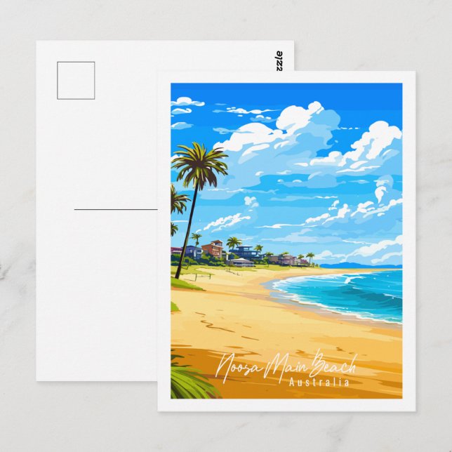 Noosa Main Beach Australien Jahrgang Reise Ort Postkarte (Vorne/Hinten)