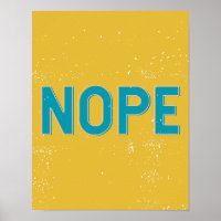 NOPE - Beunruhigte Typografie in Gelb und Blau