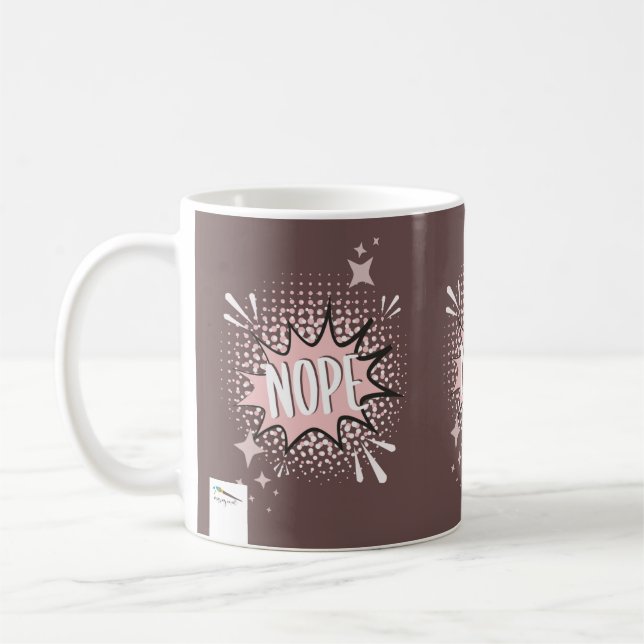 NOPE-Comic-Sprechblase Meme Funny Brown Kaffeetasse (Links)