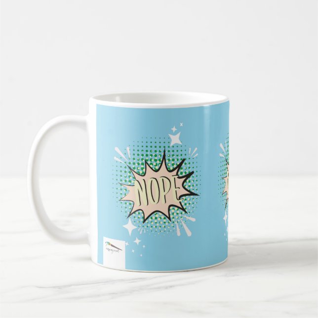 NOPE Comic-Sprechblase Meme Funny Light Blue Kaffeetasse (Links)