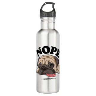 Nope Mops Shirt Lazy Funny Kids Frauen Männer Hund Edelstahlflasche