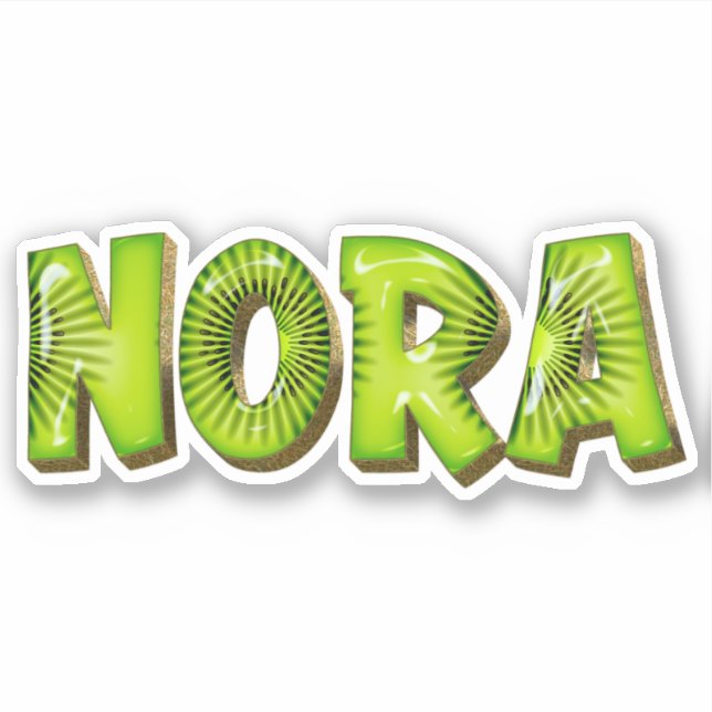 Nora Name Kiwi Design Aufkleber Sticker (Vorderseite)