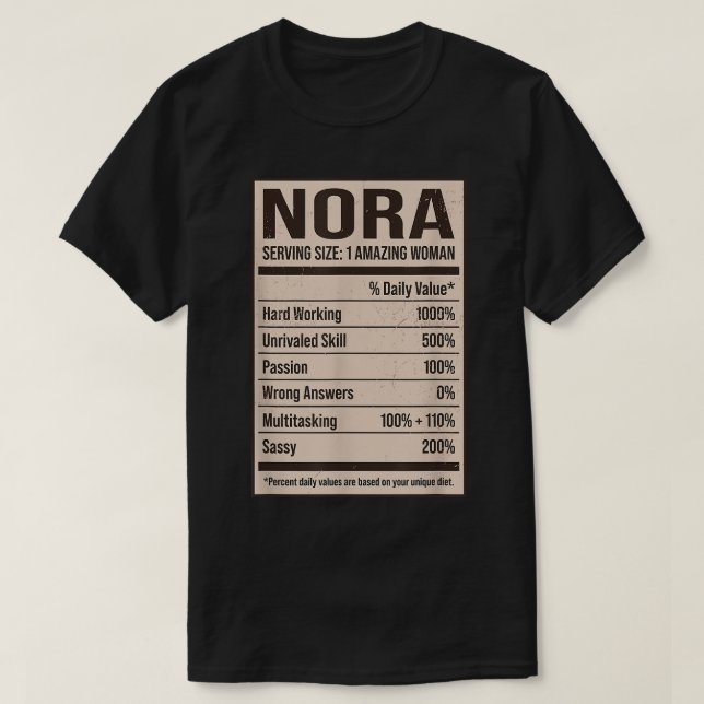 Nora Nutrition Fakten Name Nickname Alias Titel Fr T-Shirt (Design vorne)