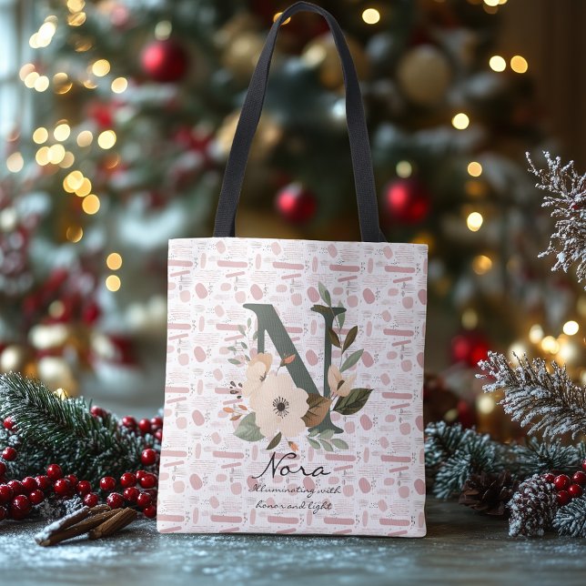 Noras blühende Strahlung - Boho Floral Monogramm Tragetaschen Mit Langen Trägern (Von Creator hochgeladen)