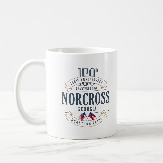 Norcross, Georgia 150 Jahre T - Shirt Kaffeetasse (Links)