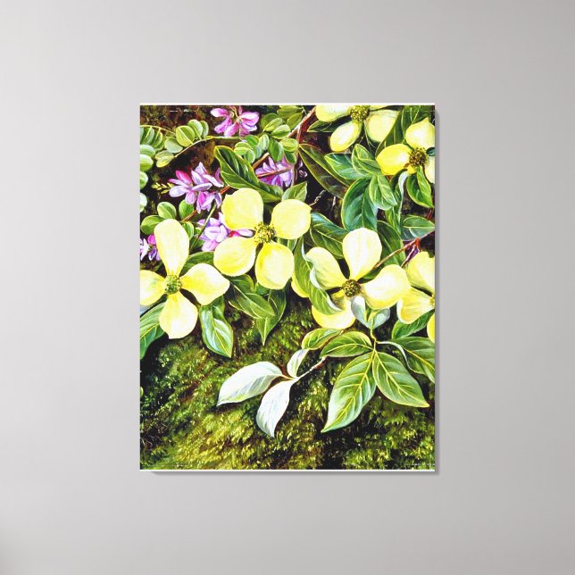 Nord - Blume eines Dogwood und eines Indizes Leinwanddruck (Vorderseite)