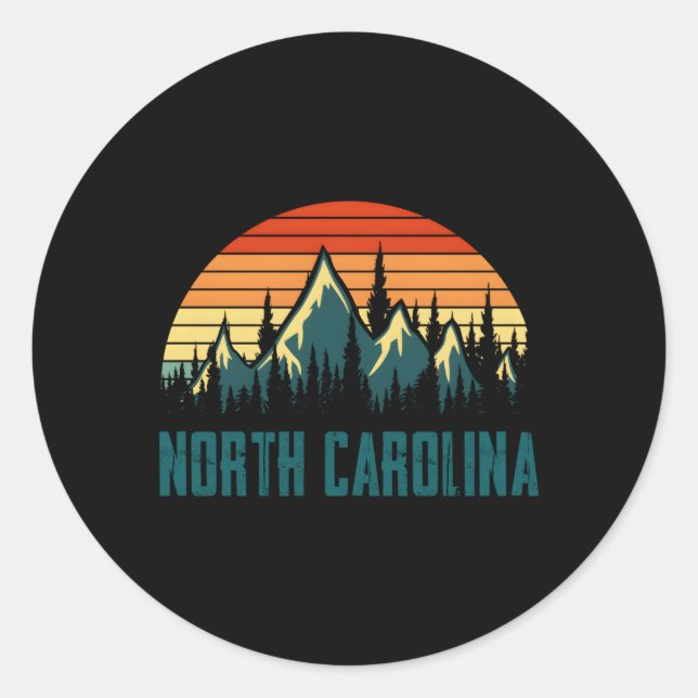 Nord-Carolina-Berge Natur Wanderstil Runder Aufkleber (Vorderseite)