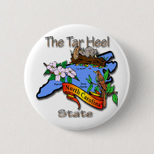 Nord-Carolinablau der Teer-Fersen-Staat BirdFlower Button