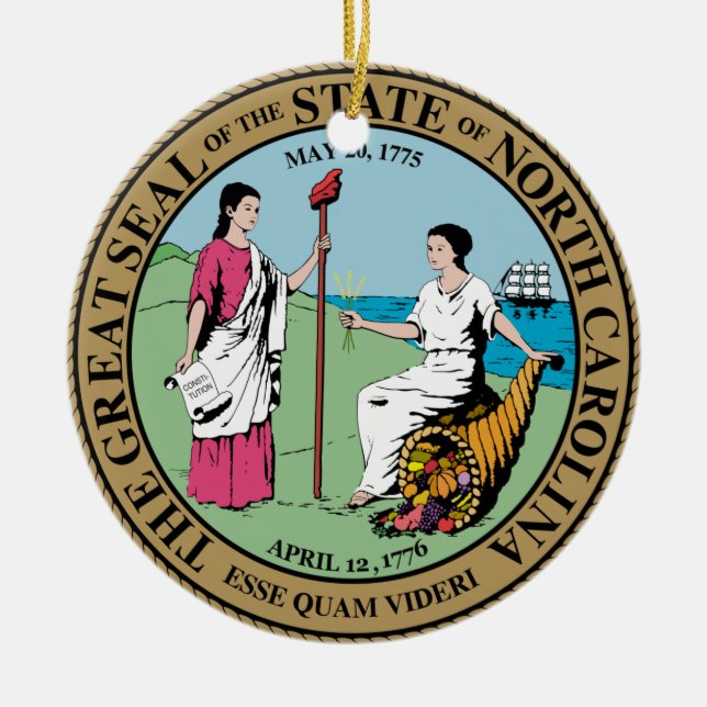 Nord-CarolinaStaats-Siegel Keramik Ornament (Vorne)