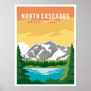 Nord Cascades Art Vintage Poster