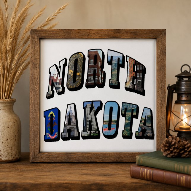 Nord-Dakota-Bildtext Fliese (North Dakota Picture Text Ceramic Tile)