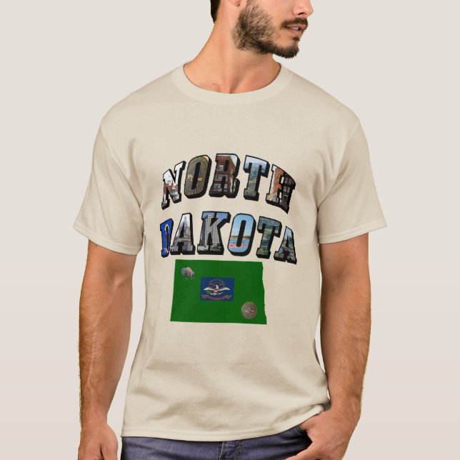 Nord-Dakota-Bildtext T-Shirt (Vorderseite)