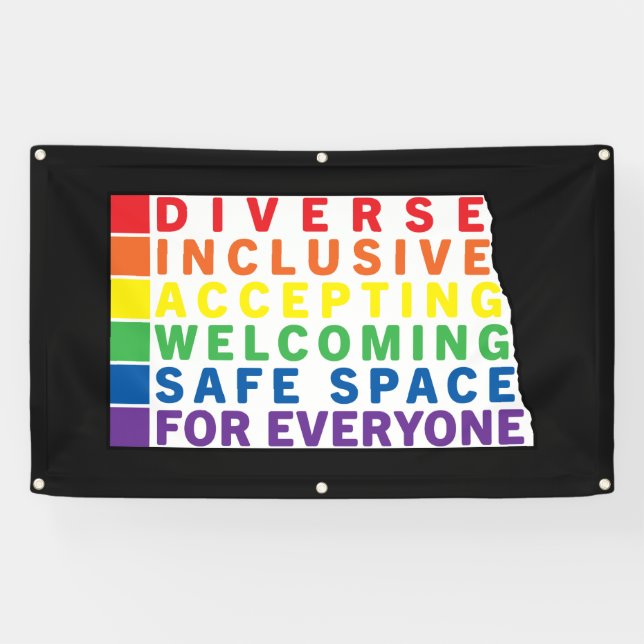 Nord-Dakota (Weiß) LGBTQ-Safe-Space Banner (Horizontal)