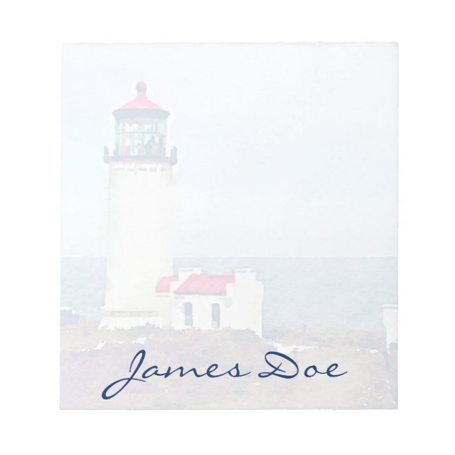 Nord Head Leuchtturm Ilwaco, WA Aquarelldruck Notizblock (Vorderseite)